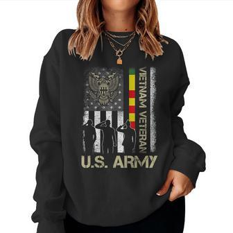 Vietnam Veteran American Flag Veteran For Men Women Women Crewneck Graphic Sweatshirt - Seseable