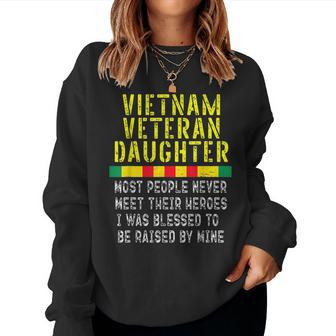 Vietnam Veteran Daughter Raised By My Hero War Veterans Women Crewneck Graphic Sweatshirt - Seseable
