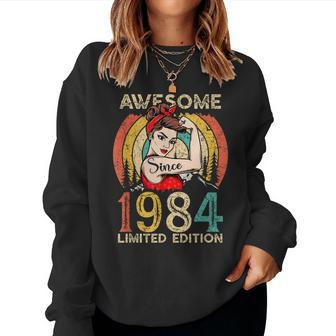 Vintage 38Th Birthday Gifts For Women - Awesome Since 1984 Women Crewneck Graphic Sweatshirt - Seseable