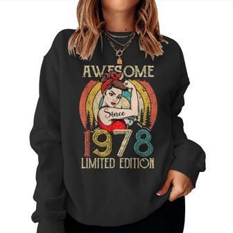 Vintage 44 Year Old Birthday Gifts For Women Best Of 1978 Women Crewneck Graphic Sweatshirt - Seseable