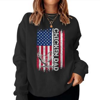 Vintage American Flag Chicken Dad Daddy Men Gift Women Crewneck Graphic Sweatshirt - Seseable