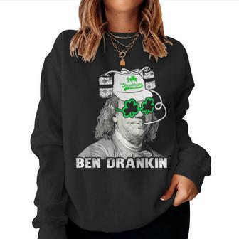 Vintage Ben Drankin Beer - St Patricks Day Apparel Holiday Women Crewneck Graphic Sweatshirt - Seseable
