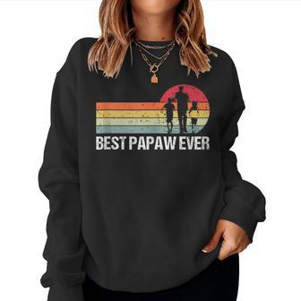 Vintage Best Papaw Ever Retro Daddy Son Daughter Fathers Day Women Crewneck Graphic Sweatshirt - Thegiftio UK