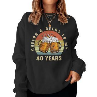 Vintage Cheers And Beers To My 40 Years Old 1981 Birthday Women Sweatshirt | Mazezy