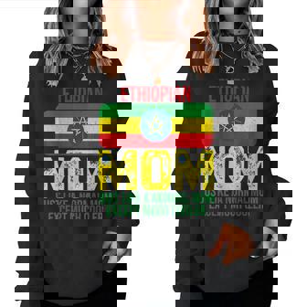 Vintage Ethiopian Mom Ethiopia Flag Design For Mothers Day Women Crewneck Graphic Sweatshirt - Thegiftio UK