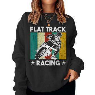 Vintage Flat Track Racing Gift Motorcycle Racer Men Women Women Crewneck Graphic Sweatshirt - Seseable