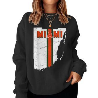 Vintage Miami Map Miami Fans Women Men Girls Boys Women Crewneck Graphic Sweatshirt - Seseable