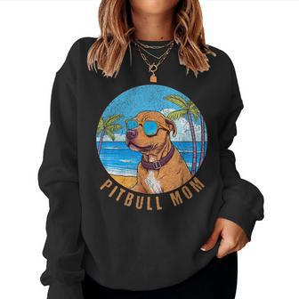 Vintage Pitbull Mom Sunset Pittie Mom Women Sweatshirt | Mazezy