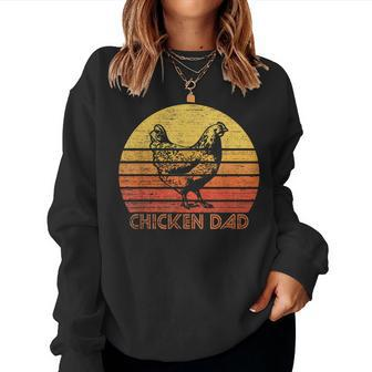 Vintage Retro Chicken Dad Farm Farmer Sunset Silhouette Women Sweatshirt | Mazezy