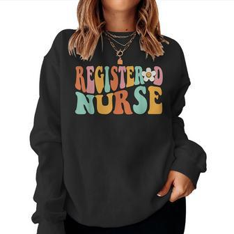 Vintage Retro Groovy Registered Nurse - Rn Nursing Nurse Day Women Sweatshirt | Mazezy