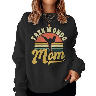 Vintage Retro Sunset Design Taekwondo Mom Women Crewneck Graphic Sweatshirt - Thegiftio UK