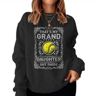 Vintage Softball Grandpa And Grandma Gifts Funny Softball Women Crewneck Graphic Sweatshirt - Seseable