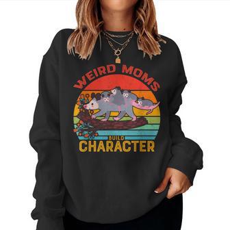 Vintage Weird Moms Build Character Opossum Mom Mothers Day Women Crewneck Graphic Sweatshirt - Seseable