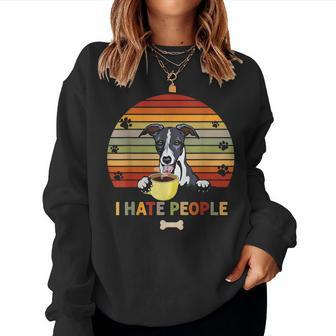 Whippet Dog Fathers Day I Hate People With Cup Of Coffee Women Crewneck Graphic Sweatshirt - Thegiftio UK