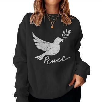 White Dove Peace Symbol Cute Peace Sign Men Women Women Sweatshirt | Mazezy