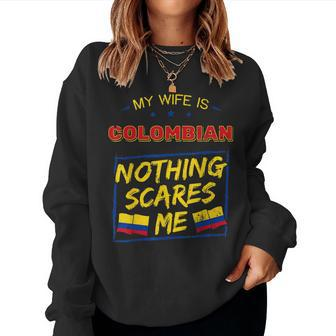 My Wife Is Colombian Republic Of Colombia Heritage Flag Women Sweatshirt | Mazezy