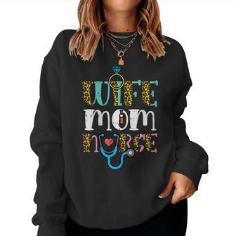Womens Wife Mom Nurse Scrub Top Rn Mama Mommy Women Women Sweatshirt | Mazezy AU