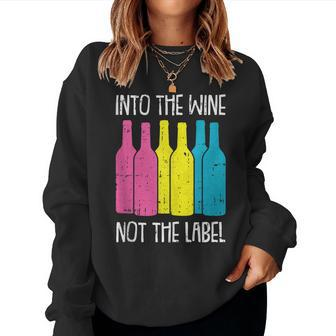 Into The Wine Not The Label Pan-Sexual Pride Drinking Lgbt-Q Women Sweatshirt | Mazezy