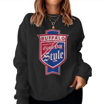 Wny Pride - Blue And Red Buffalo Beer Label Women Sweatshirt | Mazezy