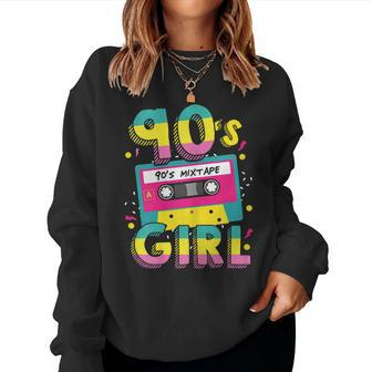 Womens 90S Girl Style Retro Vintage Outfits Clothes Old Cassette Women Crewneck Graphic Sweatshirt - Seseable