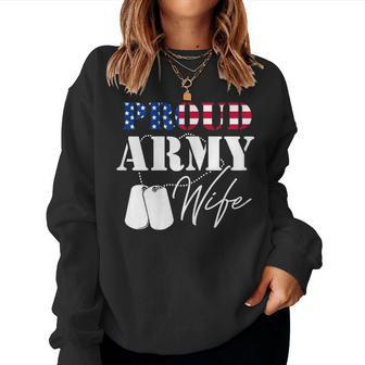 Womens Army Wife Veterans Day Military Patriotic Female Soldier Women Crewneck Graphic Sweatshirt - Seseable