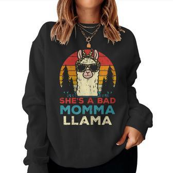 Womens Bad Momma Llama Retro Alpaca Mothers Day Mom Mama Women Women Crewneck Graphic Sweatshirt - Thegiftio UK
