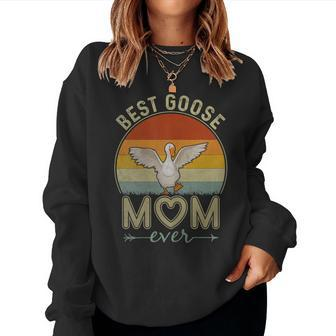 Womens Best Goose Mom Ever Retro Design Cute Mom Mothers Day Women Crewneck Graphic Sweatshirt - Thegiftio UK