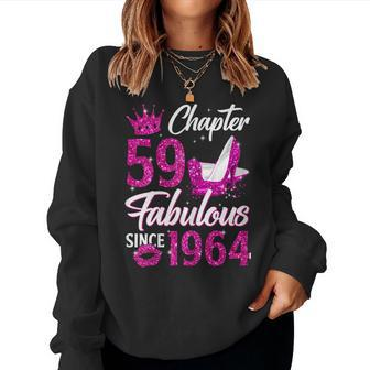 Womens Chapter 59 Fabulous Since 1964 59Th Birthday Queen Diamond Women Crewneck Graphic Sweatshirt - Seseable