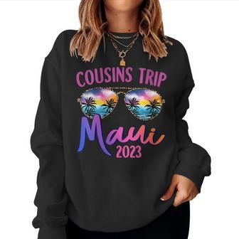 Womens Cousins Trip Maui Hawaii2023 Sunglasses Summer Vacation Women Crewneck Graphic Sweatshirt - Thegiftio