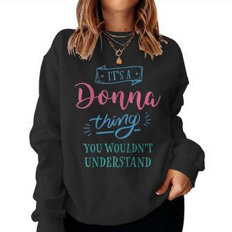 Womens Cute Donna Thing Personalized Name Gifts Women Crewneck Graphic Sweatshirt - Seseable
