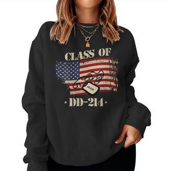 Womens Dd-214 Class Of Dd214 Soldier Veteran Women Crewneck Graphic Sweatshirt - Seseable