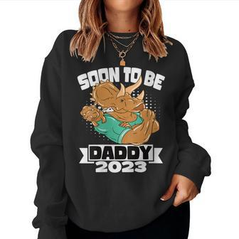 Womens Dino Dad Soon To Be Daddy 2023 Fathers Day Women Crewneck Graphic Sweatshirt - Thegiftio UK