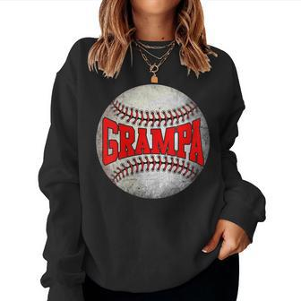 Womens Distressed Baseball Grampa Men Funny Fathers Day Women Crewneck Graphic Sweatshirt - Thegiftio UK