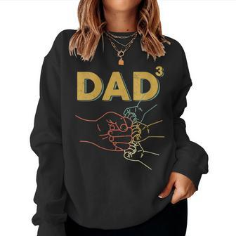 Womens Father Of Three Dad Cubed Third Time Dad Funny Fathers Day Women Crewneck Graphic Sweatshirt - Thegiftio UK