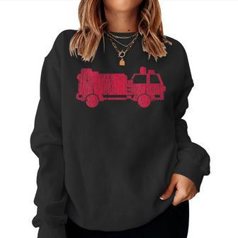 Womens Fire Truck Vintage Fire Fighter Gift Fireman Women Crewneck Graphic Sweatshirt - Seseable