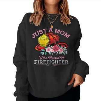 Womens Firefighter Mom Fireman Mother Fire Fighter Firemen Son Women Crewneck Graphic Sweatshirt - Seseable