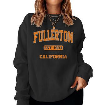 Womens Fullerton California Ca Vintage State Athletic Style Women Crewneck Graphic Sweatshirt - Seseable
