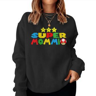 Womens Funny Super Mommio Video Game Lover Mothers Day Women Crewneck Graphic Sweatshirt - Thegiftio UK
