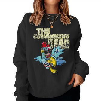 Womens Halloween Walking Zombie Dead Chicken Hen Costume Women Crewneck Graphic Sweatshirt - Seseable