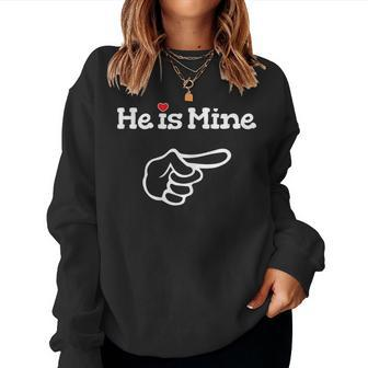 Womens He Is Mine Matching Couple Outfits - Couples Women Crewneck Graphic Sweatshirt - Seseable