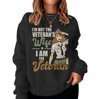 Womens Im Not The Veterans Wife I Am The Veteran Us Army Veteran Women Crewneck Graphic Sweatshirt - Seseable