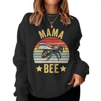 Womens Mama Bee Family Matching Beekeeping Mom Mommy Vintage Retro Women Crewneck Graphic Sweatshirt - Seseable