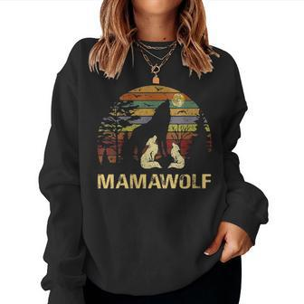 Womens Mama Wolf Wolves Wild Lover Mom Mother Women Gift Women Crewneck Graphic Sweatshirt - Thegiftio UK