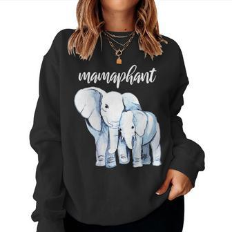 Womens Mamaphant Mama Elephant Mom Gift For Mothers Day Women Crewneck Graphic Sweatshirt - Seseable