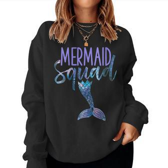 Womens Mermaid Squad Cute Funny Birthday Bridal Bachelorette Party Women Crewneck Graphic Sweatshirt - Seseable