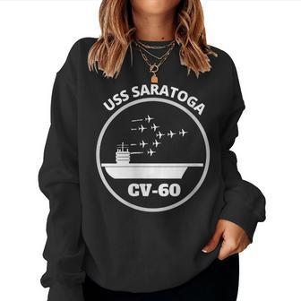 Womens Navy Aircraft Carrier Uss Saratoga Women Crewneck Graphic Sweatshirt - Seseable