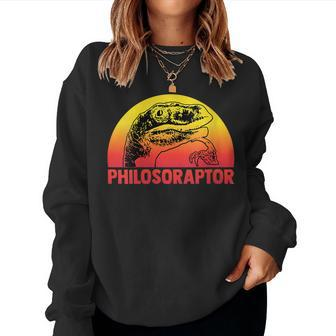 Womens Philosoraptor I Funny Saying Philosopher Women Crewneck Graphic Sweatshirt - Seseable