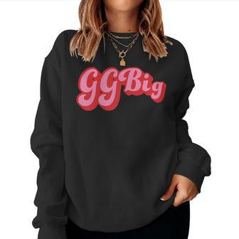 Womens Retro 70S Style Ggbig Reveal Sorority Big Little Sister Women Crewneck Graphic Sweatshirt - Seseable