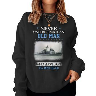 Womens Uss Anzio Cg-68 Ticonderoga Class Cruiser Veteran Father Day Women Crewneck Graphic Sweatshirt - Seseable