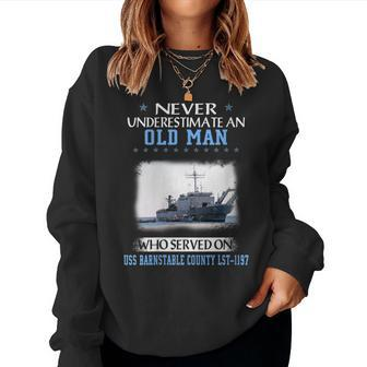 Womens Uss Barnstable County Lst-1197 Veterans Day Father Day Women Crewneck Graphic Sweatshirt - Seseable